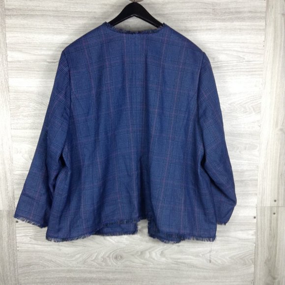 Sejour PLAID TWEED FRINGE JACKET BLAZER - Picture 4 of 6